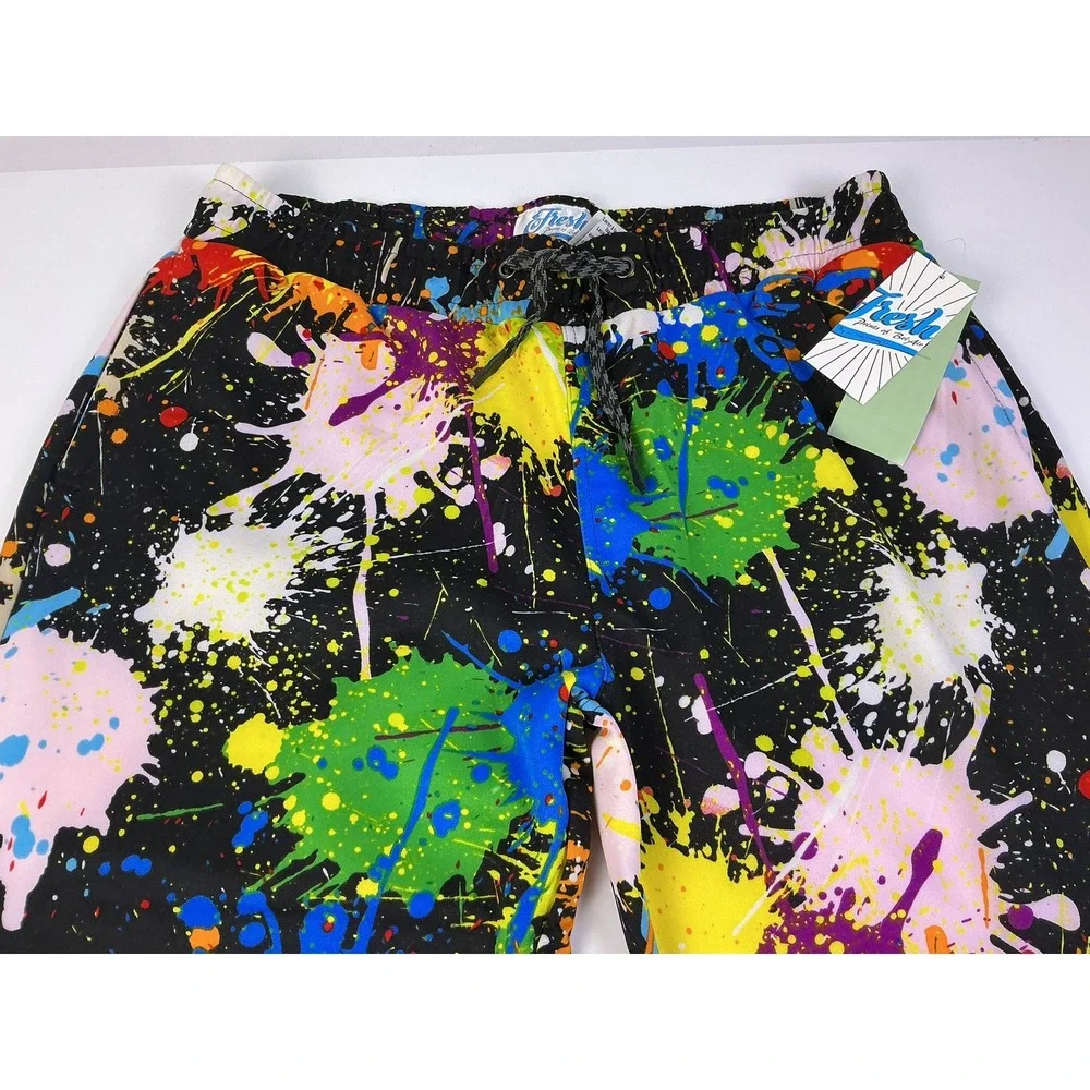 Fresh Prints of Bel-Aire Paint Splatter Joggers XLG Drawstring Pockets MSRP $62‎